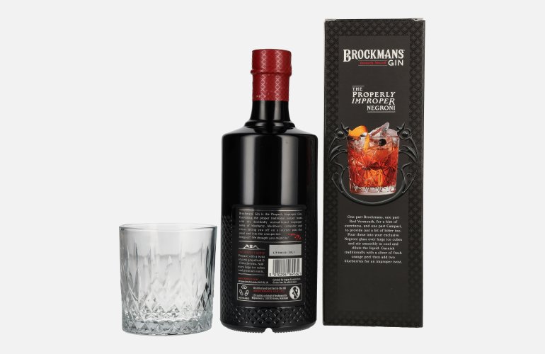 Brockmans Intensely Smooth PREMIUM GIN 40% Vol. 0,7l en boîte cadeau avec Verre