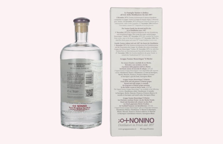 Nonino Grappa Monovitigno il Merlot 41% Vol. 0,7l in Giftbox