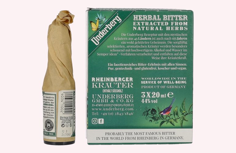 Underberg Natural Herbal Digestif 44% Vol. 3x0,02l