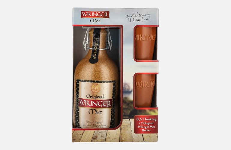 Wikinger Met Original 11% Vol. 0,5l im Tonkrug mit 2 Tonbechern