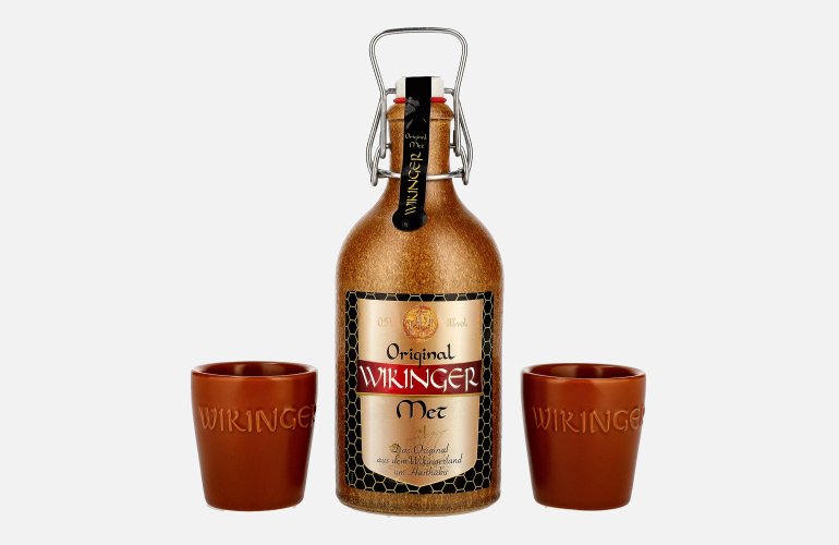 Wikinger Met Original 11% Vol. 0,5l im Tonkrug met 2 Tonbechern