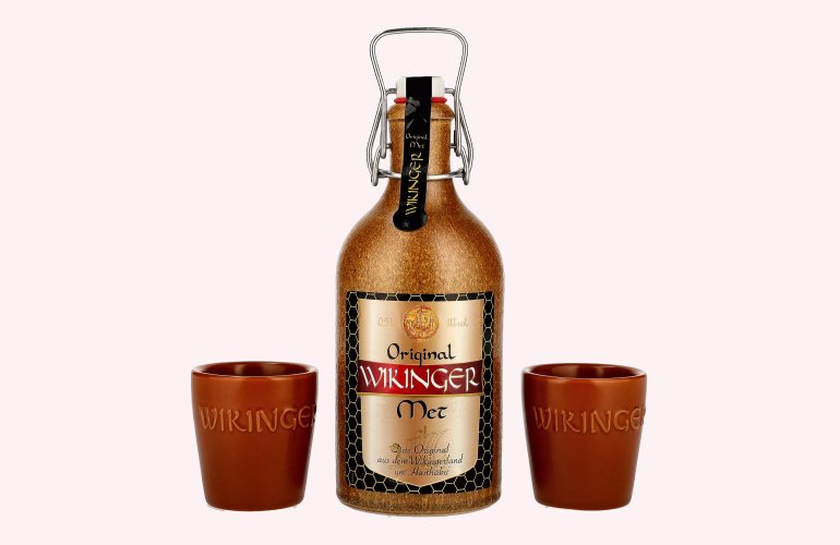 Wikinger Met Original im Tonkrug 11% Vol. 0,5l with 2 Tonbechern