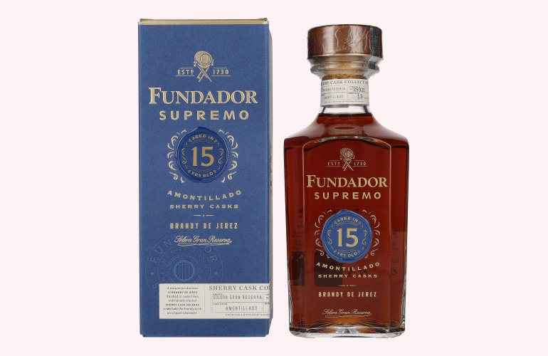 Fundador Supremo 15 Years Old Sherry Casks Brandy de Jerez 40% Vol. 0,7l in Giftbox