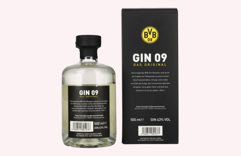 BVB Gin 09 Das Original 43% Vol. 0,5l in geschenkverpakking
