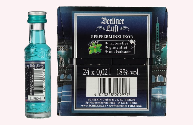 Berliner Luft GLITTER NIGHTS Der Frische Pfefferminzlikör 18% Vol. 24x0,02l