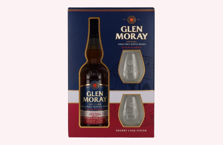 Glen Moray Elgin Classic Sherry Cask Finish 40% Vol. 0,7l in Geschenkbox mit 2 Gläsern