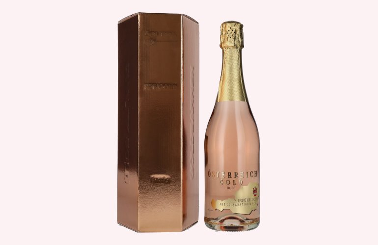 Österreich Gold Rosé - with 23 Karat Blattgold 9,5% Vol. 0,75l in Giftbox