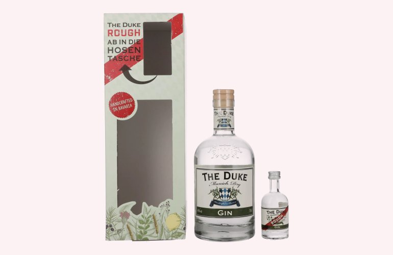 The Duke Munich Dry Gin Set 44,8% Vol. 0,7l in Geschenkbox mit Rough Gin Miniatur 0,05l