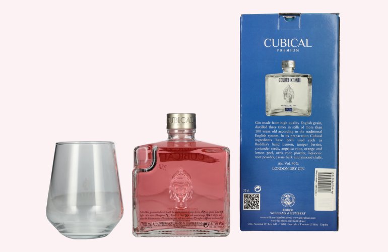 Cubical KISS Special Distilled Gin 37,5% Vol. 0,7l in Giftbox with glass