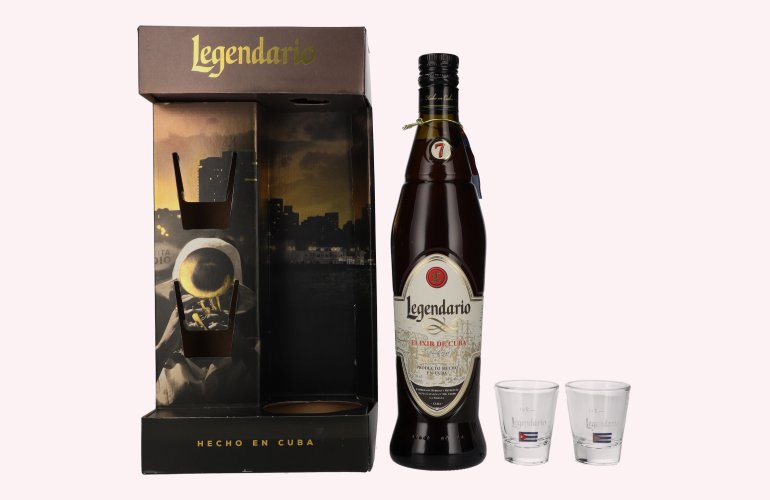 Legendario Elixir de Cuba 34% Vol. 0,7l in Geschenkbox mit 2 Gläsern