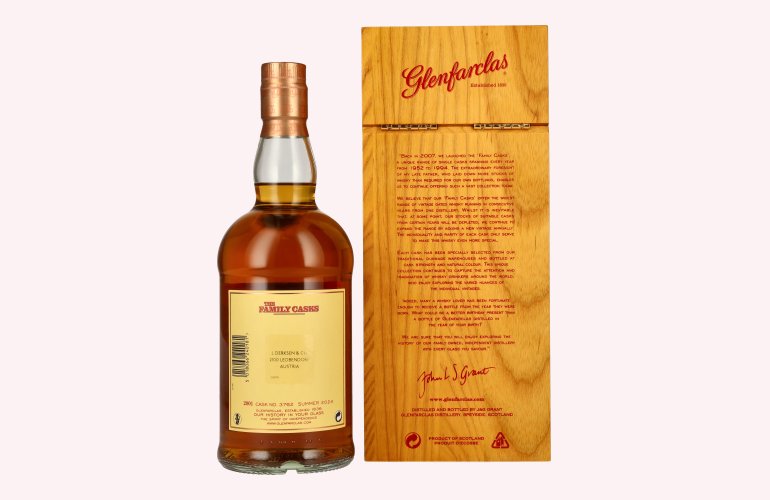 Glenfarclas THE FAMILY CASKS Single Cask SUMMER 2024 Refill Hogshead #3762 2001 54,7% Vol. 0,7l in Holzkiste