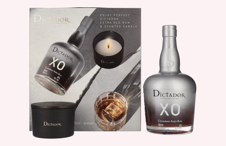 Dictador XO INSOLENT Colombian Aged Rum 40% Vol. 0,7l in Geschenkbox mit Kerze