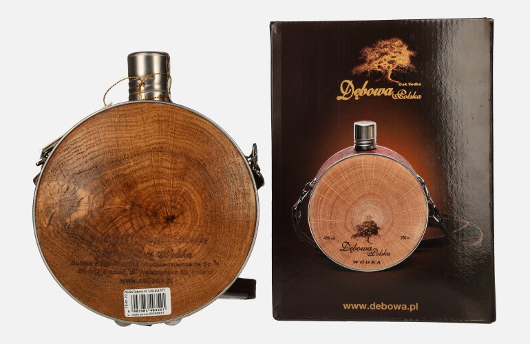 Debowa Vodka Jägerflasche avec Lederband 40% Vol. 0,7l