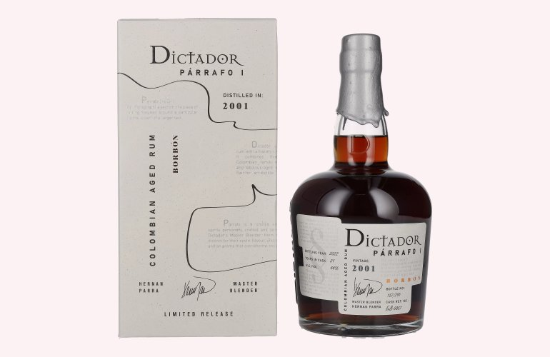 Dictador PÁRRAFO I 21 Years Old BORBÓN Vintage 2001 44% Vol. 0,7l in Geschenkbox