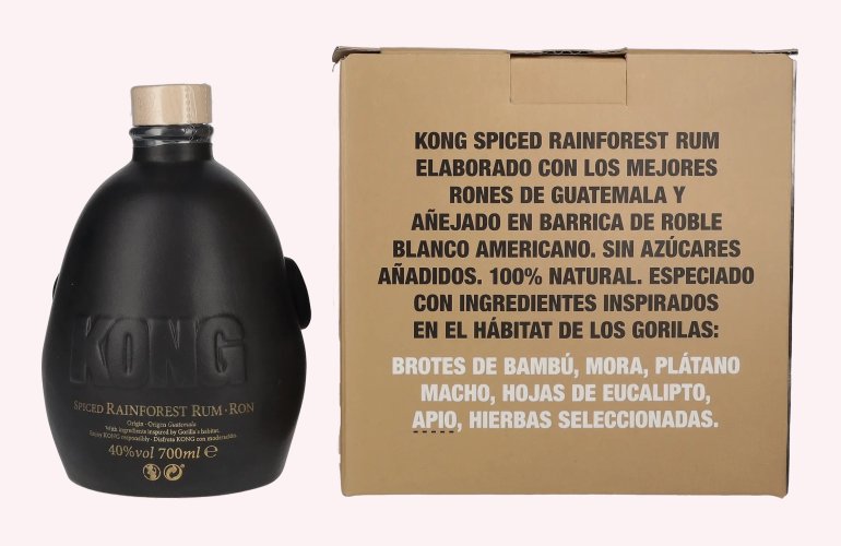 Kong Rainforest Spiced Rum Black 40% Vol. 0,7l in geschenkverpakking