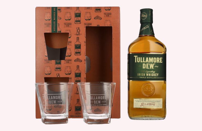 Tullamore D.E.W. Irish Whiskey 40% Vol. 0,7l in Geschenkbox mit 2 Gläsern
