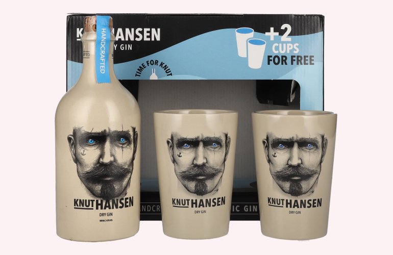 Knut Hansen Dry Gin 42% Vol. 0,5l in Giftbox with 2 Keramiktassen