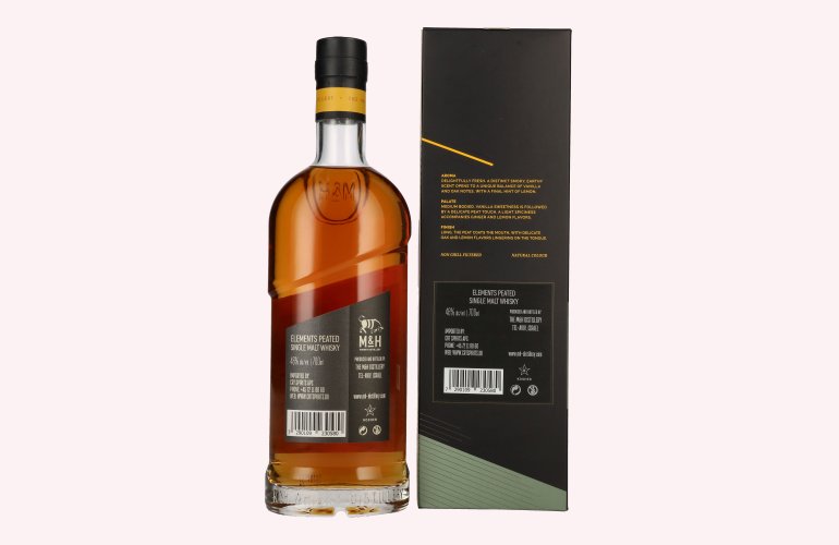 M&H ELEMENTS Peated Single Malt Whisky 46% Vol. 0,7l in geschenkverpakking