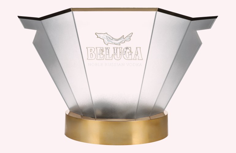 Beluga Noble Russian Vodka bottle cooler Gold with LED