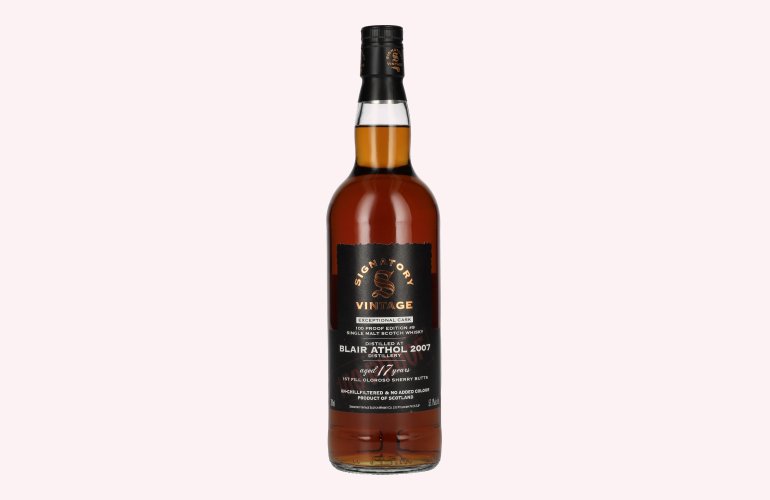 Signatory Vintage 100 Proof Edition BLAIR ATHOL 17 Years Old Exceptional Cask #9 2007 57,1% Vol. 0,7l
