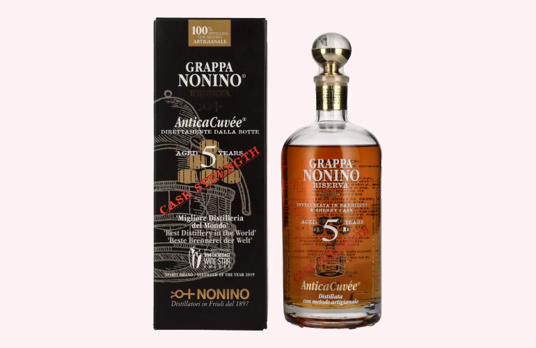 Nonino Grappa Riserva Antica Cuvée 5 Years Old Cask Strength 59,9% Vol. 0,7l in Geschenkbox