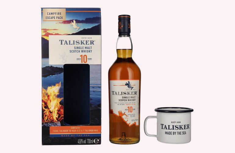 Talisker 10 Years Old Campfire Escape Pack 45,8% Vol. 0,7l in Geschenkbox mit Talisker Mug