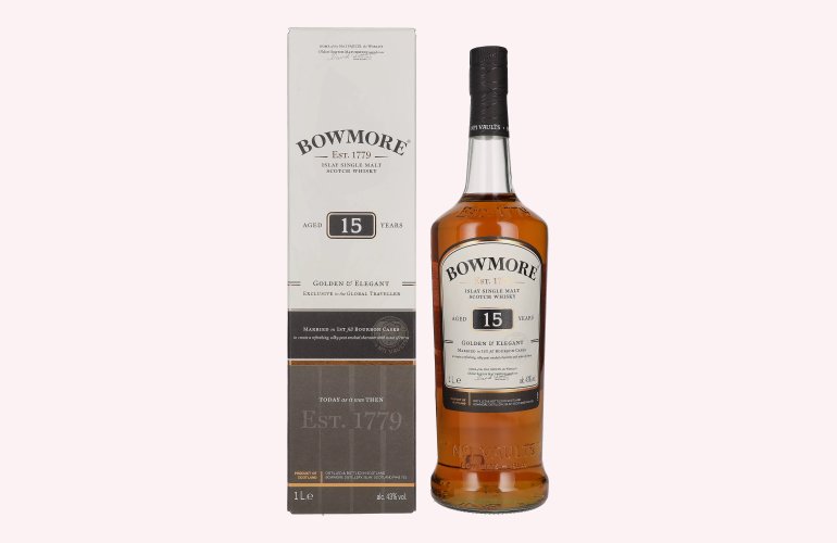 Bowmore 15 Years Old GOLDEN & ELEGANT Travel Exclusive 43% Vol. 1l in Geschenkbox