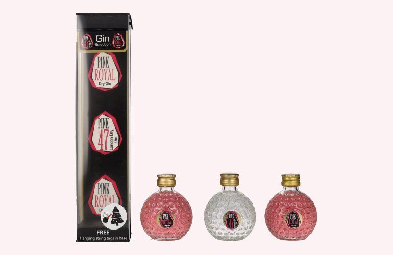 Pink Royal Dry Gin & Pink 47 London Dry Gin Christmas Baubles 42,3% Vol. 3x0,05l in Geschenkbox