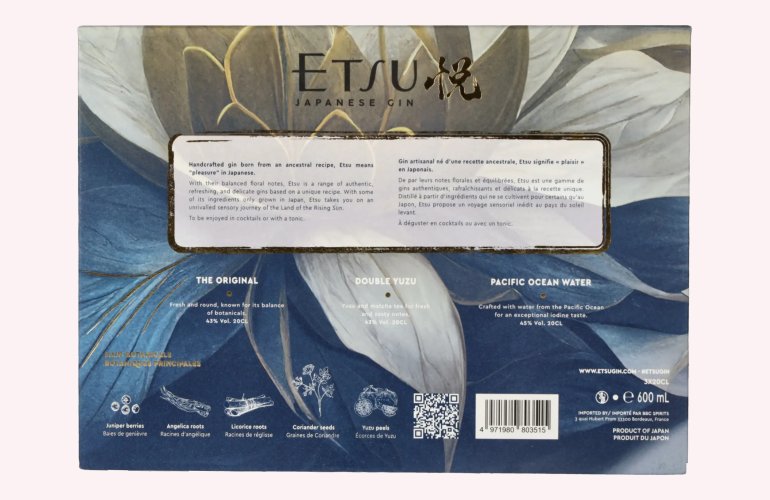 Etsu Japanese Gin Set 43,7% Vol. 3x0,2l in Giftbox