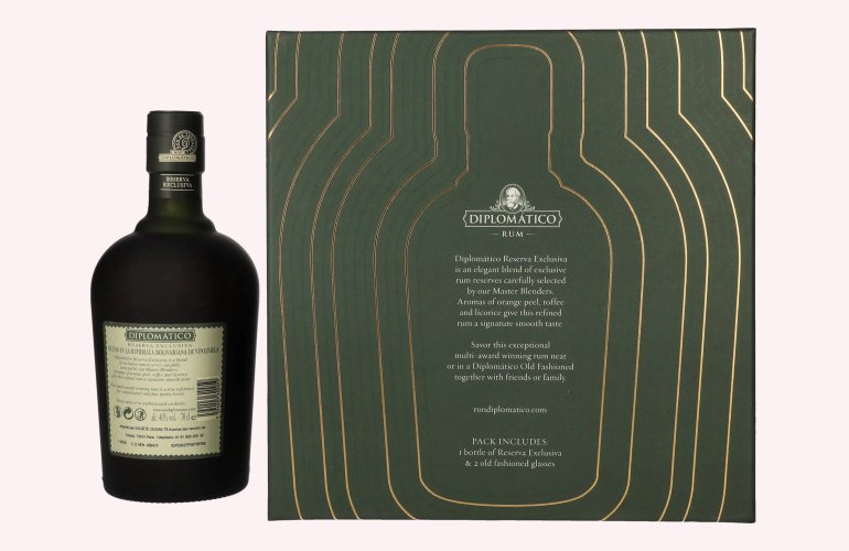 Diplomático RESERVA EXCLUSIVA Ron Antiguo 40% Vol. 0,7l in Geschenkbox mit 2 Gläsern