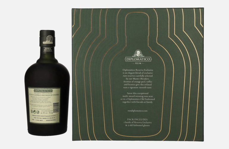 Diplomático RESERVA EXCLUSIVA Ron Antiguo 40% Vol. 0,7l in geschenkverpakking met 2 Bril