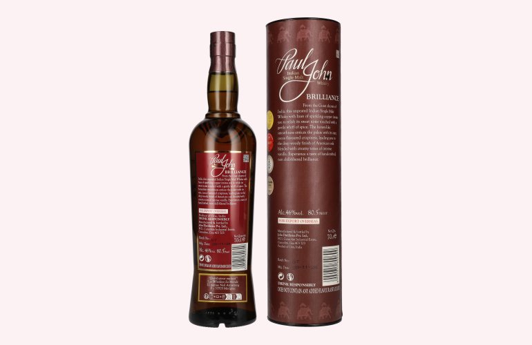 Paul John BRILLIANCE Indian Single Malt Whisky 46% Vol. 0,7l in Geschenkbox