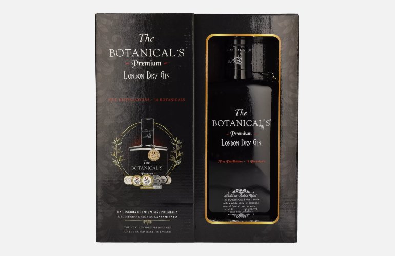 The Botanical's Premium London Dry Gin 42,5% Vol. 0,7l en boîte cadeau avec Stielglas