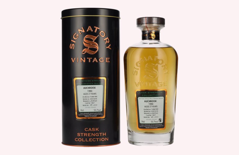 Signatory Vintage AUCHROISK 27 Years Old Cask Strength 1990 53,7% Vol. 0,7l in Tinbox