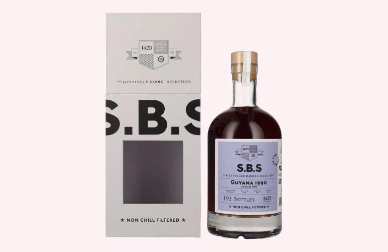 1423 S.B.S GUYANA Rum Single Barrel Selection 1990 53,1% Vol. 0,7l in Giftbox