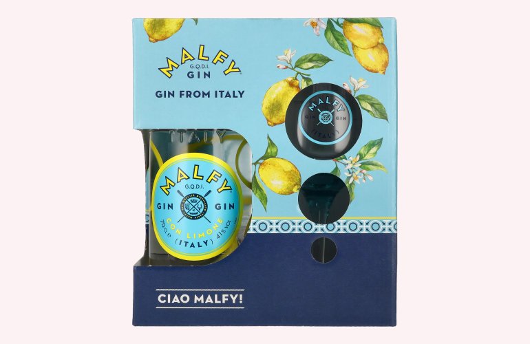 Malfy Gin CON LIMONE 41% Vol. 0,7l in Geschenkbox mit Glas