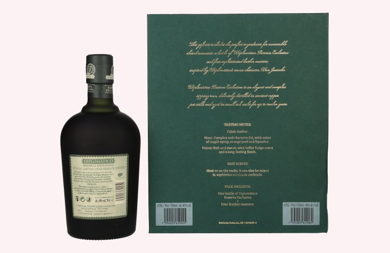 Diplomático RESERVA EXCLUSIVA Ron Antiguo 40% Vol. 0,7l in Geschenkbox mit Untersetzern