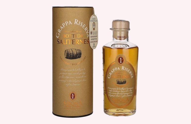 Sibona GRAPPA RISERVA Botti da SAUTERNES 44% Vol. 0,5l in Giftbox