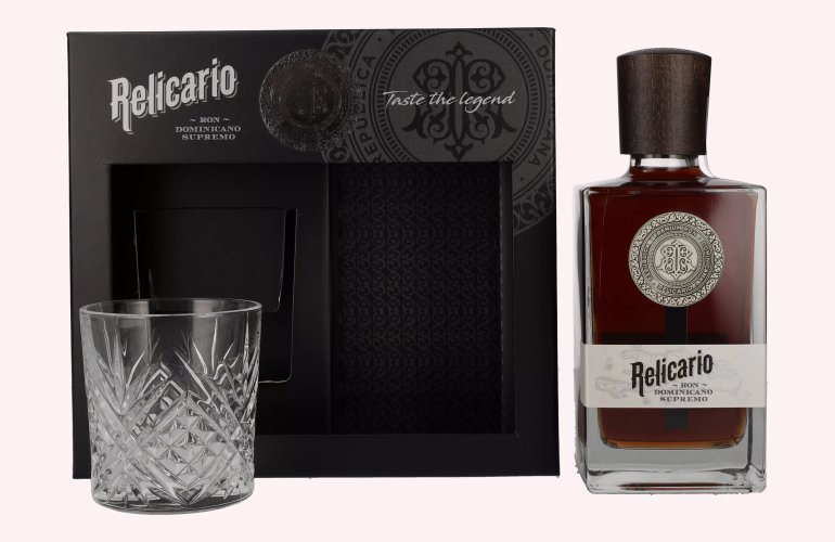 Relicario Ron Dominicano Supremo 40% Vol. 0,7l in Geschenkbox mit Glas