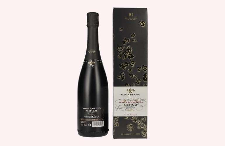 Andrea Da Ponte Grappa da Prosecco Unica Da Ponte 10 Anni 40% Vol. 0,7l in geschenkverpakking