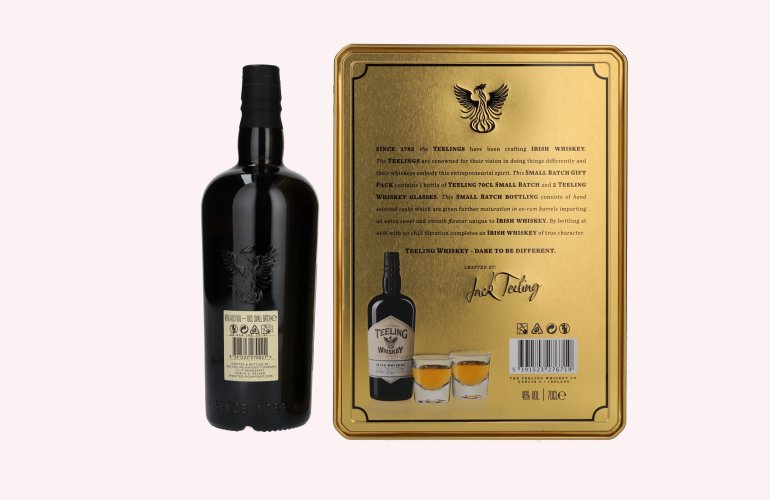 Teeling Whiskey SMALL BATCH Irish Whiskey Rum Cask 46% Vol. 0,7l in Tinbox avec 2 Verres