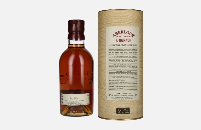 Aberlour A'BUNADH Original Cask Strength Batch No. 78 60,7% Vol. 0,7l en boîte cadeau