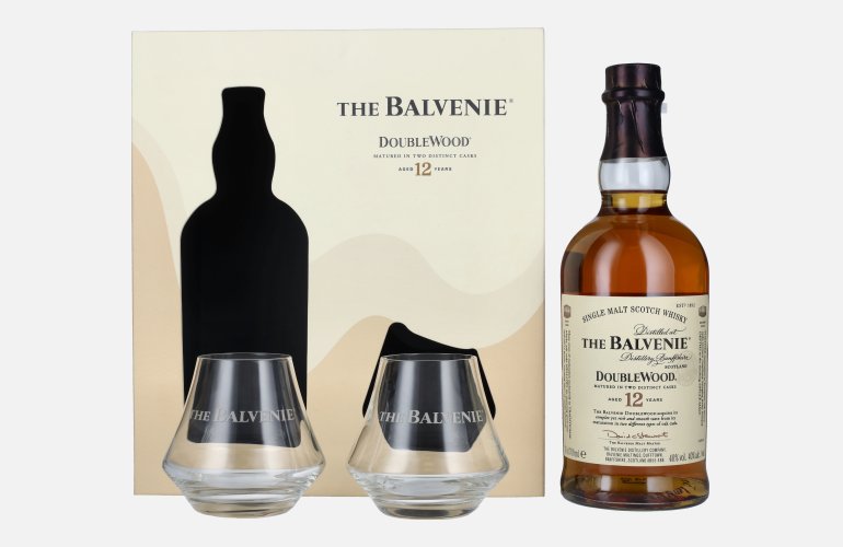 The Balvenie 12 Years Old Double Wood 40% Vol. 0,7l in Geschenkbox mit 2 Gläsern