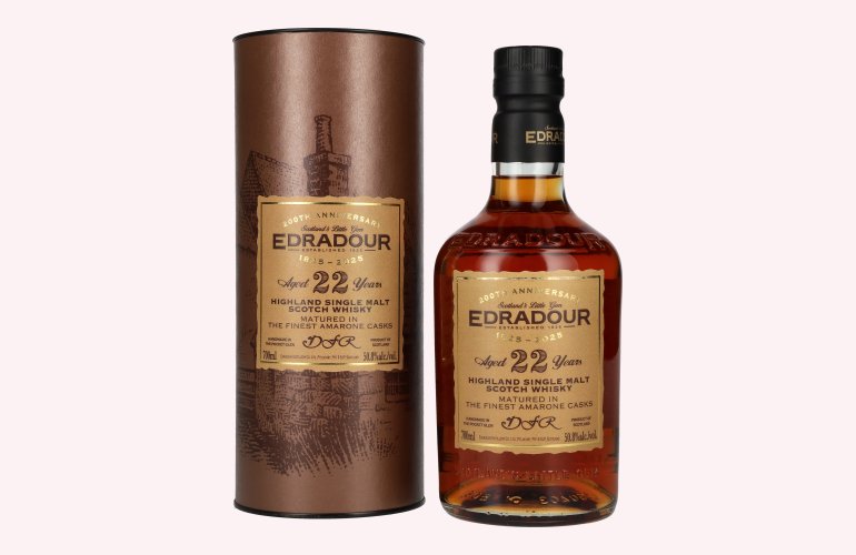 Edradour 22 Years Old 200th Anniversary Amarone Cask Highland Single Malt Whisky 50,8% Vol. 0,7l in Geschenkbox
