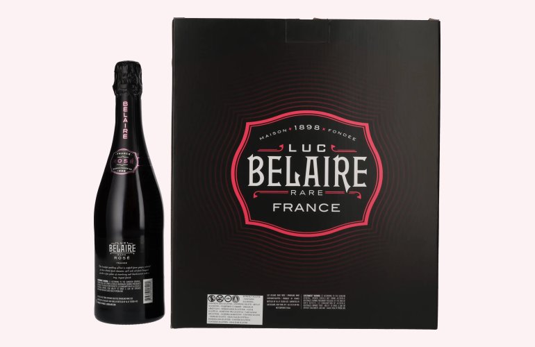 Luc Belaire Rare Rosé 12,5% Vol. 0,75l en boîte cadeau avec 2 Verres