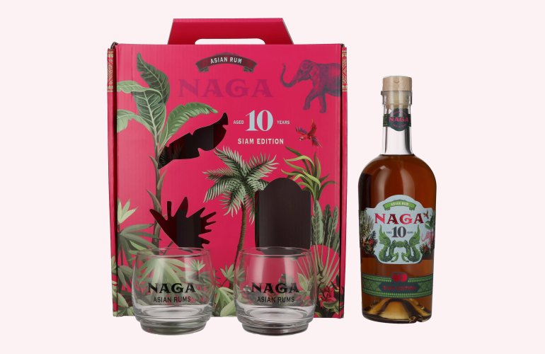 Naga 10 Years Old Asian Rum SIAM EDITION 40% Vol. 0,7l in Geschenkbox mit 2 Gläsern