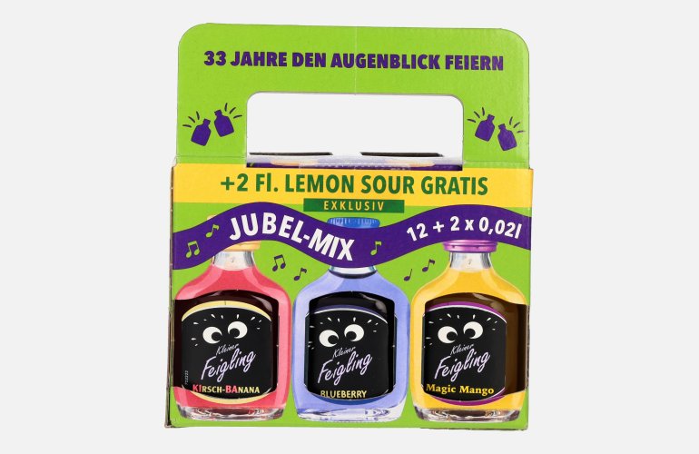 Kleiner Feigling Jubel-Mix 15,4% Vol. 12x0,02l mit 2 Flaschen Lemon Sour 0,02l