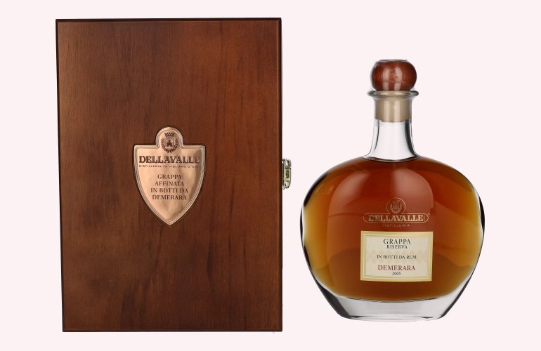 Dellavalle Grappa Affinata in botti da RUM 42% Vol. 0,7l in Holzkiste