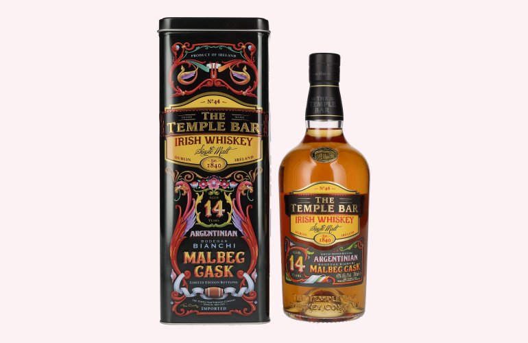 The Temple Bar 14 Years Old Single Malt Irish Whiskey Malbec Cask 43% Vol. 0,7l in Geschenkbox