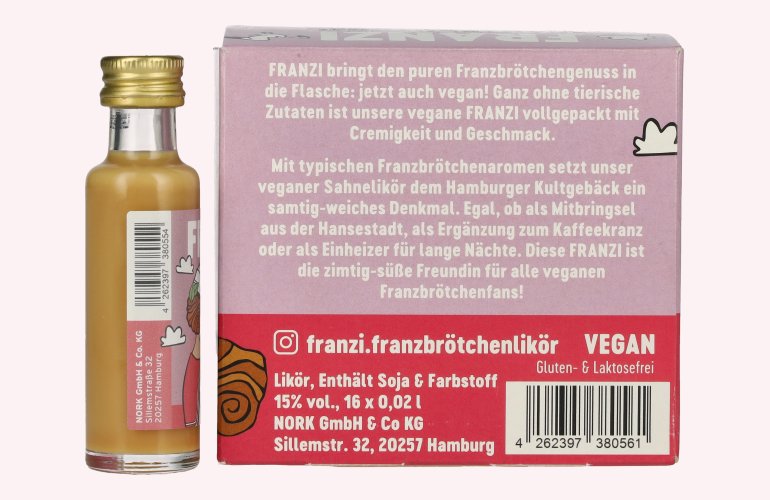 Franzi Franzbrötchen VEGAN Likör 15% Vol. 16x0,02l